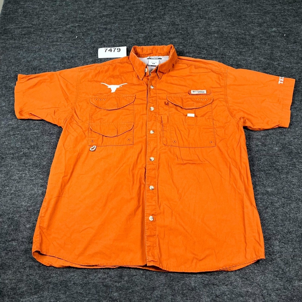 Texas Longhorns Shirt Mens Medium Orange Columbia NCAA Football Sports Vented